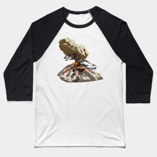 Dinosaur And Volcano Baseball T-Shirt